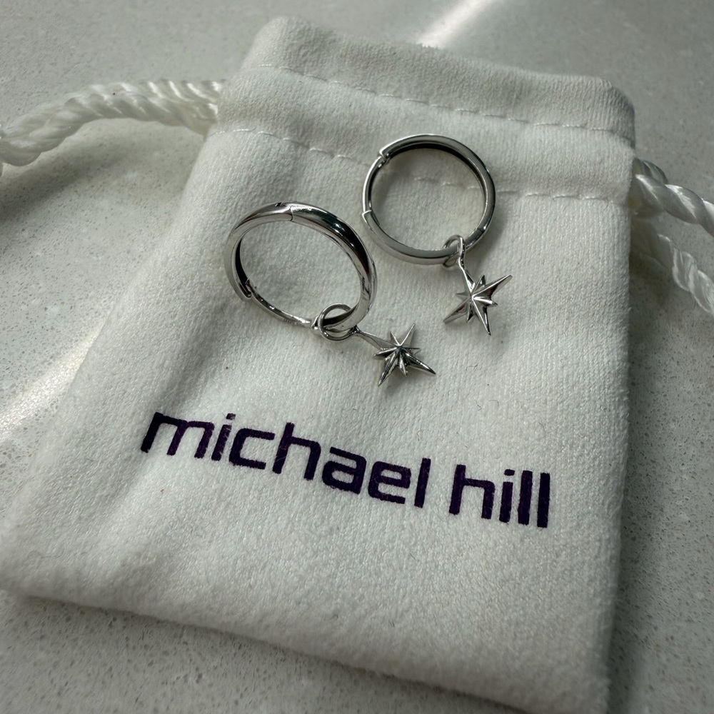 Michael Hill 13.5mm Large Polished Huggie Earrings with North Star charms - Picture 3 of 11
